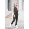 imageGORLYA Girls Sleeveless Solid Casual Jumpsuit Rompers Harem Pants Outfits for 414TDark Gray
