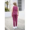 imageGORLYA Girls Sleeveless Solid Casual Jumpsuit Rompers Harem Pants Outfits for 414TFuchsia