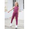 imageGORLYA Girls Sleeveless Solid Casual Jumpsuit Rompers Harem Pants Outfits for 414TFuchsia
