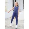 imageGORLYA Girls Sleeveless Solid Casual Jumpsuit Rompers Harem Pants Outfits for 414TNavy
