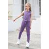 imageGORLYA Girls Sleeveless Solid Casual Jumpsuit Rompers Harem Pants Outfits for 414TPurple