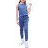 imageGORLYA Girls Sleeveless Solid Casual Jumpsuit Rompers Harem Pants Outfits for 414TBlue