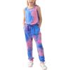 imageGORLYA Girls Sleeveless Solid Casual Jumpsuit Rompers Harem Pants Outfits for 414TBluepink Tiedye