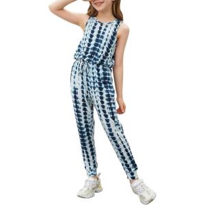 imageGORLYA Girls Sleeveless Solid Casual Jumpsuit Rompers Harem Pants Outfits for 414TWhite Zr