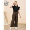 imageGORLYA Girls Clothing Sets Ruffle Trim Short Sleeve Tops Casual Printed Pleated Wide Leg Pants 2 PCS Outfit Suits 614YBrown Leopard
