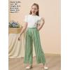 imageGORLYA Girls Clothing Sets Ruffle Trim Short Sleeve Tops Casual Printed Pleated Wide Leg Pants 2 PCS Outfit Suits 614YGreen Flower