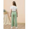 imageGORLYA Girls Clothing Sets Ruffle Trim Short Sleeve Tops Casual Printed Pleated Wide Leg Pants 2 PCS Outfit Suits 614YGreen Flower
