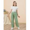 imageGORLYA Girls Clothing Sets Ruffle Trim Short Sleeve Tops Casual Printed Pleated Wide Leg Pants 2 PCS Outfit Suits 614YGreen Flower