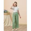 imageGORLYA Girls Clothing Sets Ruffle Trim Short Sleeve Tops Casual Printed Pleated Wide Leg Pants 2 PCS Outfit Suits 614YGreen Flower