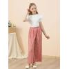 imageGORLYA Girls Clothing Sets Ruffle Trim Short Sleeve Tops Casual Printed Pleated Wide Leg Pants 2 PCS Outfit Suits 614YPink Flower