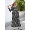 imageGORLYA Girls Long Sleeve Floral Print Loose Casual Holiday Long Maxi Dress with Pockets 412 YearsBlack Stripelong Sleeve