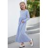 imageGORLYA Girls Long Sleeve Floral Print Loose Casual Holiday Long Maxi Dress with Pockets 412 YearsBlue Stripelong Sleeve