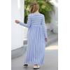 imageGORLYA Girls Long Sleeve Floral Print Loose Casual Holiday Long Maxi Dress with Pockets 412 YearsBlue Stripelong Sleeve