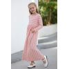 imageGORLYA Girls Long Sleeve Floral Print Loose Casual Holiday Long Maxi Dress with Pockets 412 YearsPink Stripelong Sleeve