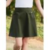 imageGORLYA Girls Modest Simple Casual Vintage Elastic Waist ALine Short Skirt for 614Y KidsGreen