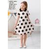 imageGORLYA Girls Short Sleeve Casual Vintage Peter Pan Collar Fit and Flare Skater Party Dress with Pockets 412 YearsBeige Dot