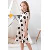 imageGORLYA Girls Short Sleeve Casual Vintage Peter Pan Collar Fit and Flare Skater Party Dress with Pockets 412 YearsBeige Dot