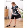 imageGORLYA Girls Short Sleeve Casual Vintage Peter Pan Collar Fit and Flare Skater Party Dress with Pockets 412 YearsBlack Print