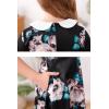 imageGORLYA Girls Short Sleeve Casual Vintage Peter Pan Collar Fit and Flare Skater Party Dress with Pockets 412 YearsBlack Print