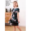 imageGORLYA Girls Short Sleeve Casual Vintage Peter Pan Collar Fit and Flare Skater Party Dress with Pockets 412 YearsBlack Print
