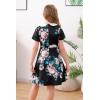 imageGORLYA Girls Short Sleeve Casual Vintage Peter Pan Collar Fit and Flare Skater Party Dress with Pockets 412 YearsBlack Print