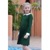 imageGORLYA Girls Short Sleeve Casual Vintage Peter Pan Collar Fit and Flare Skater Party Dress with Pockets 412 YearsGreen  Long Sleeve