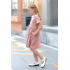 imageGORLYA Girls Short Sleeve Casual Vintage Peter Pan Collar Fit and Flare Skater Party Dress with Pockets 412 YearsPink