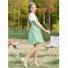 imageGORLYA Girls Skirt Sets Casual Short Sleeve Knit Tops and Floral Ruffle Hem Summer Cami Dress 2PCS Outfit Clothes 614YGreen Flower