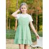 imageGORLYA Girls Skirt Sets Casual Short Sleeve Knit Tops and Floral Ruffle Hem Summer Cami Dress 2PCS Outfit Clothes 614YGreen Flower