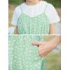 imageGORLYA Girls Skirt Sets Casual Short Sleeve Knit Tops and Floral Ruffle Hem Summer Cami Dress 2PCS Outfit Clothes 614YGreen Flower