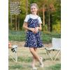 imageGORLYA Girls Skirt Sets Casual Short Sleeve Knit Tops and Floral Ruffle Hem Summer Cami Dress 2PCS Outfit Clothes 614YNavy Print