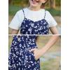 imageGORLYA Girls Skirt Sets Casual Short Sleeve Knit Tops and Floral Ruffle Hem Summer Cami Dress 2PCS Outfit Clothes 614YNavy Print