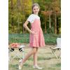 imageGORLYA Girls Skirt Sets Casual Short Sleeve Knit Tops and Floral Ruffle Hem Summer Cami Dress 2PCS Outfit Clothes 614YPink Flower
