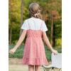 imageGORLYA Girls Skirt Sets Casual Short Sleeve Knit Tops and Floral Ruffle Hem Summer Cami Dress 2PCS Outfit Clothes 614YPink Flower