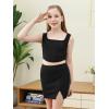 imageGORLYA Girls Skirt Sets Sleeveless Casual Summer Crop Tank Tops and Bodycon Short Pencil Skirt 2PCS Outfit Clothes 614YBlack