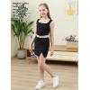 imageGORLYA Girls Skirt Sets Sleeveless Casual Summer Crop Tank Tops and Bodycon Short Pencil Skirt 2PCS Outfit Clothes 614YBlack