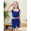 imageGORLYA Girls Skirt Sets Sleeveless Casual Summer Crop Tank Tops and Bodycon Short Pencil Skirt 2PCS Outfit Clothes 614YBlue