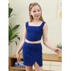 imageGORLYA Girls Skirt Sets Sleeveless Casual Summer Crop Tank Tops and Bodycon Short Pencil Skirt 2PCS Outfit Clothes 614YBlue