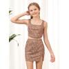 imageGORLYA Girls Skirt Sets Sleeveless Casual Summer Crop Tank Tops and Bodycon Short Pencil Skirt 2PCS Outfit Clothes 614YLeopard