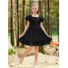 imageGORLYA Girls Square Neck Elegant Flowy Sleeve Shirred Bodice Ruffle Hem Babydoll ALine Dress 614YBlack