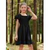 imageGORLYA Girls Square Neck Elegant Flowy Sleeve Shirred Bodice Ruffle Hem Babydoll ALine Dress 614YBlack