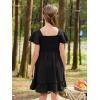 imageGORLYA Girls Square Neck Elegant Flowy Sleeve Shirred Bodice Ruffle Hem Babydoll ALine Dress 614YBlack