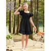 imageGORLYA Girls Square Neck Elegant Flowy Sleeve Shirred Bodice Ruffle Hem Babydoll ALine Dress 614YBlack