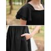 imageGORLYA Girls Square Neck Elegant Flowy Sleeve Shirred Bodice Ruffle Hem Babydoll ALine Dress 614YBlack
