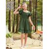 imageGORLYA Girls Square Neck Elegant Flowy Sleeve Shirred Bodice Ruffle Hem Babydoll ALine Dress 614YGreen