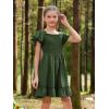 imageGORLYA Girls Square Neck Elegant Flowy Sleeve Shirred Bodice Ruffle Hem Babydoll ALine Dress 614YGreen