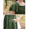 imageGORLYA Girls Square Neck Elegant Flowy Sleeve Shirred Bodice Ruffle Hem Babydoll ALine Dress 614YGreen