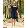 imageGORLYA Girls Square Neck Elegant Flowy Sleeve Shirred Bodice Ruffle Hem Babydoll ALine Dress 614YNavy