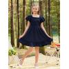 imageGORLYA Girls Square Neck Elegant Flowy Sleeve Shirred Bodice Ruffle Hem Babydoll ALine Dress 614YNavy