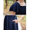 imageGORLYA Girls Square Neck Elegant Flowy Sleeve Shirred Bodice Ruffle Hem Babydoll ALine Dress 614YNavy